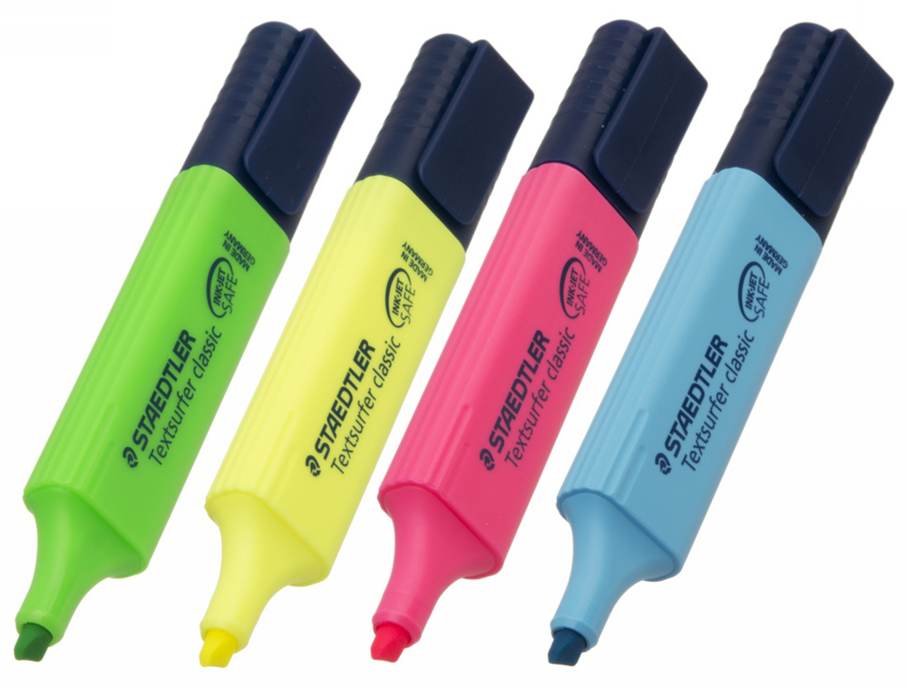 Staedtler Textsurfer Highlighter Pens, Assorted Ink (Pack of 4) WHSmith