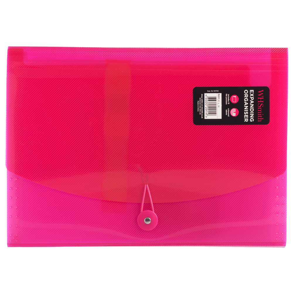 WHSmith Assorted Colour A4 Expanding Organiser WHSmith