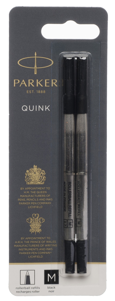 Quality Quink Rollerball Pen Refills Medium Point 12 x BLACK INK Parker Compatible 