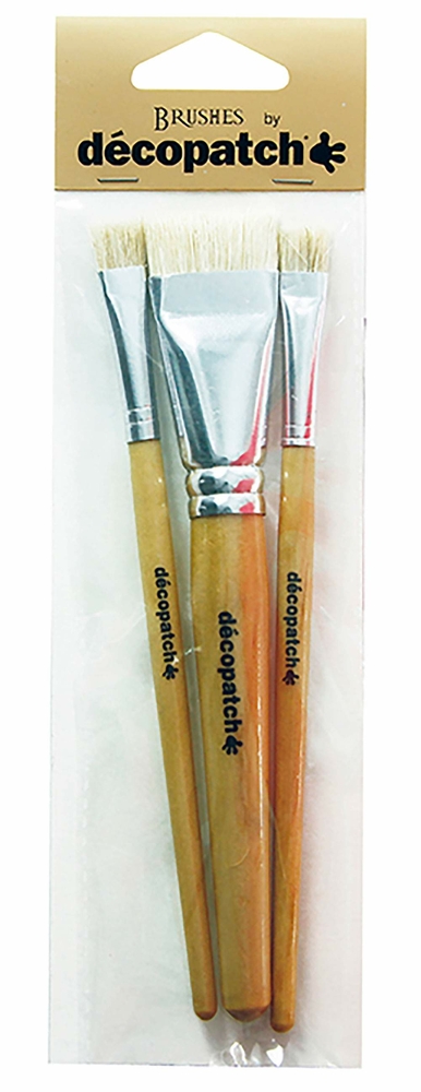 DECOPATCH PRODUCTS Pack of 3 HOG BRISTLE BRUSHES CLDPPACK3PC 
